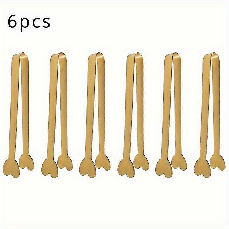 1/4/6pcs Luxurious Golden Mini Tongs, Heart-shaped Sugar Cube Tong, Premium Small Serving Tong, Durable Ice Cube Tong, Cute Tea Party Servin