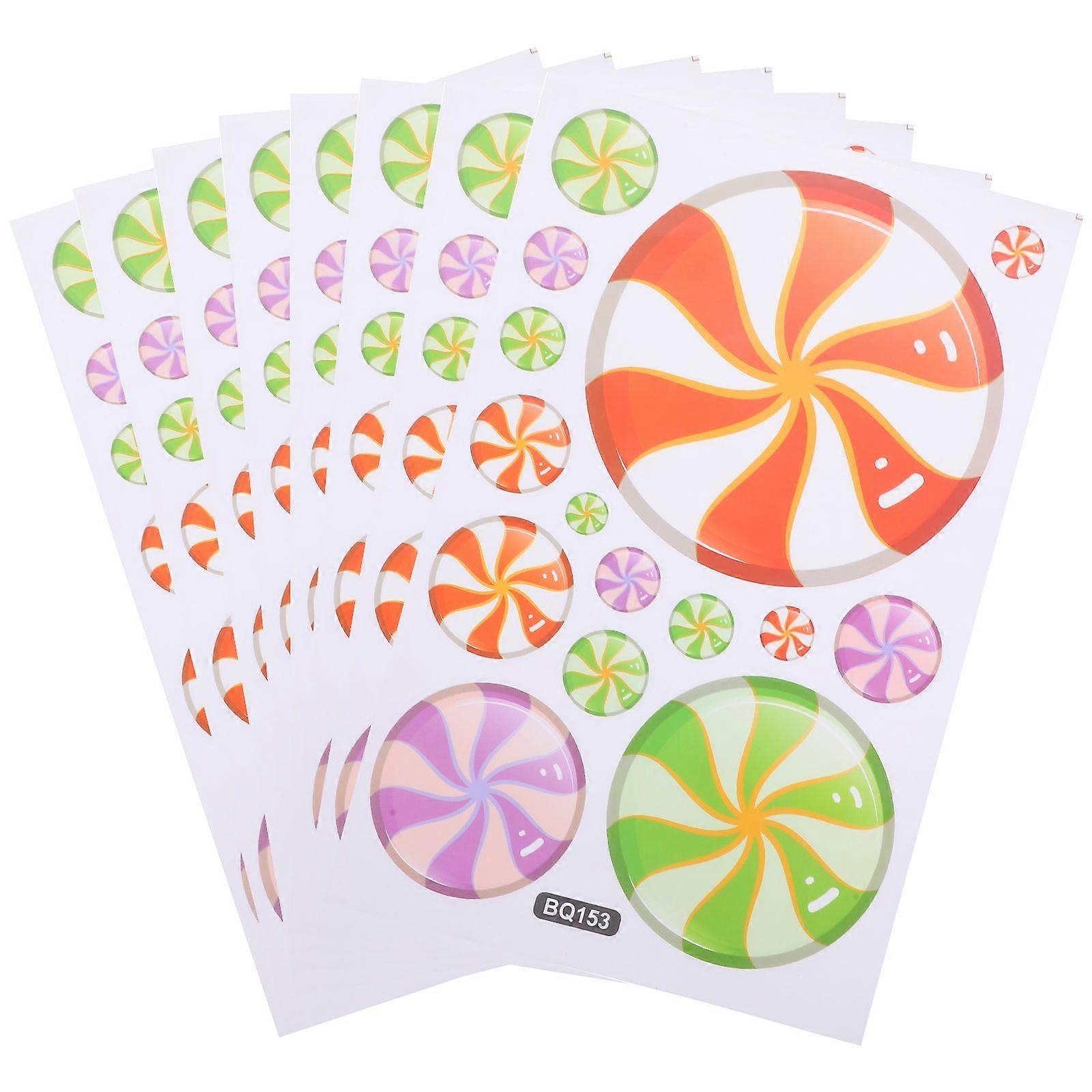 8 Sheets of Christmas Window Clings Candy Pattern Window Stickers Removable Static Window Decal