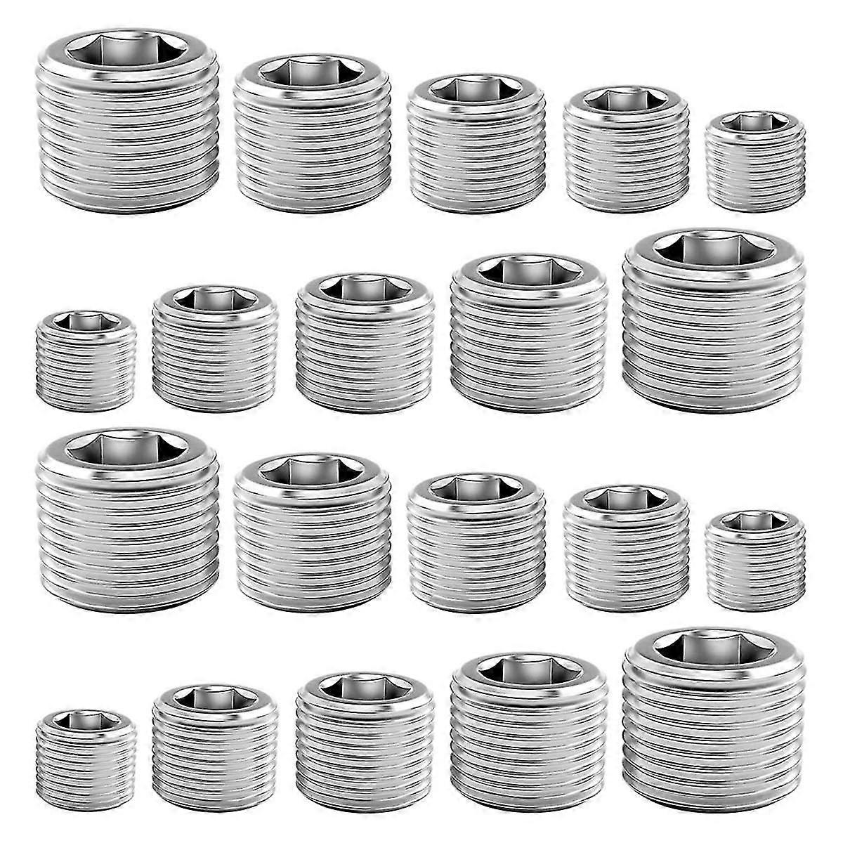 Kit Combo Acessórios Pipe Plug, 1/8 polegadas 1/4 polegadas 3/8 polegadas 1/2 polegadas 3/4 polegadas NPT macho hexagonal th