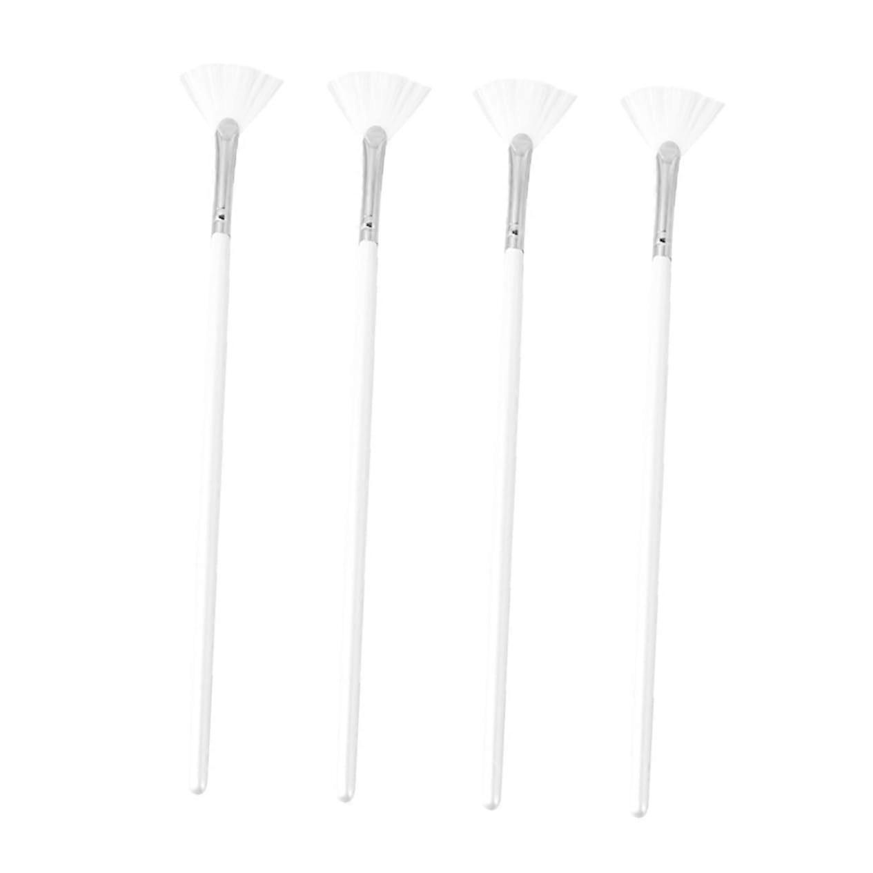 4pcs Long Handle Fan Makeup Brushes for Face Mask Application, Creams and Highlighter Tools for Women