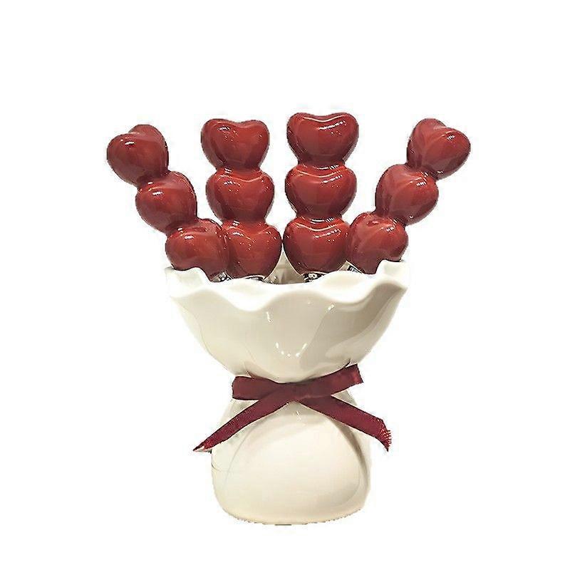 Cute Dessert Fruit Fork Home Tableware Ceramic Storage Jar + Stainless Steel Mini Fork Set