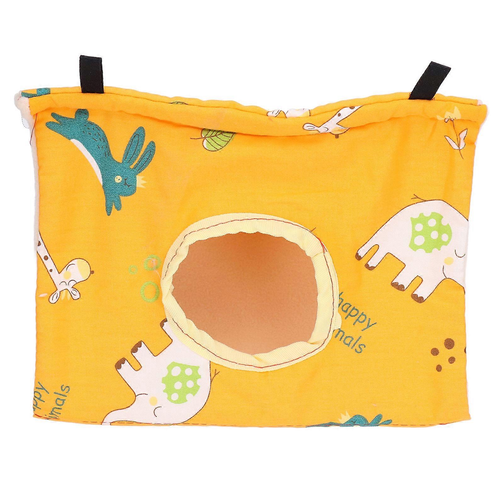 Bird Hut Foldable Soft Comfortable Flannel Orange Triangular Bird Hanging Bed with Hooks for Parrots Hamsters Squirrels