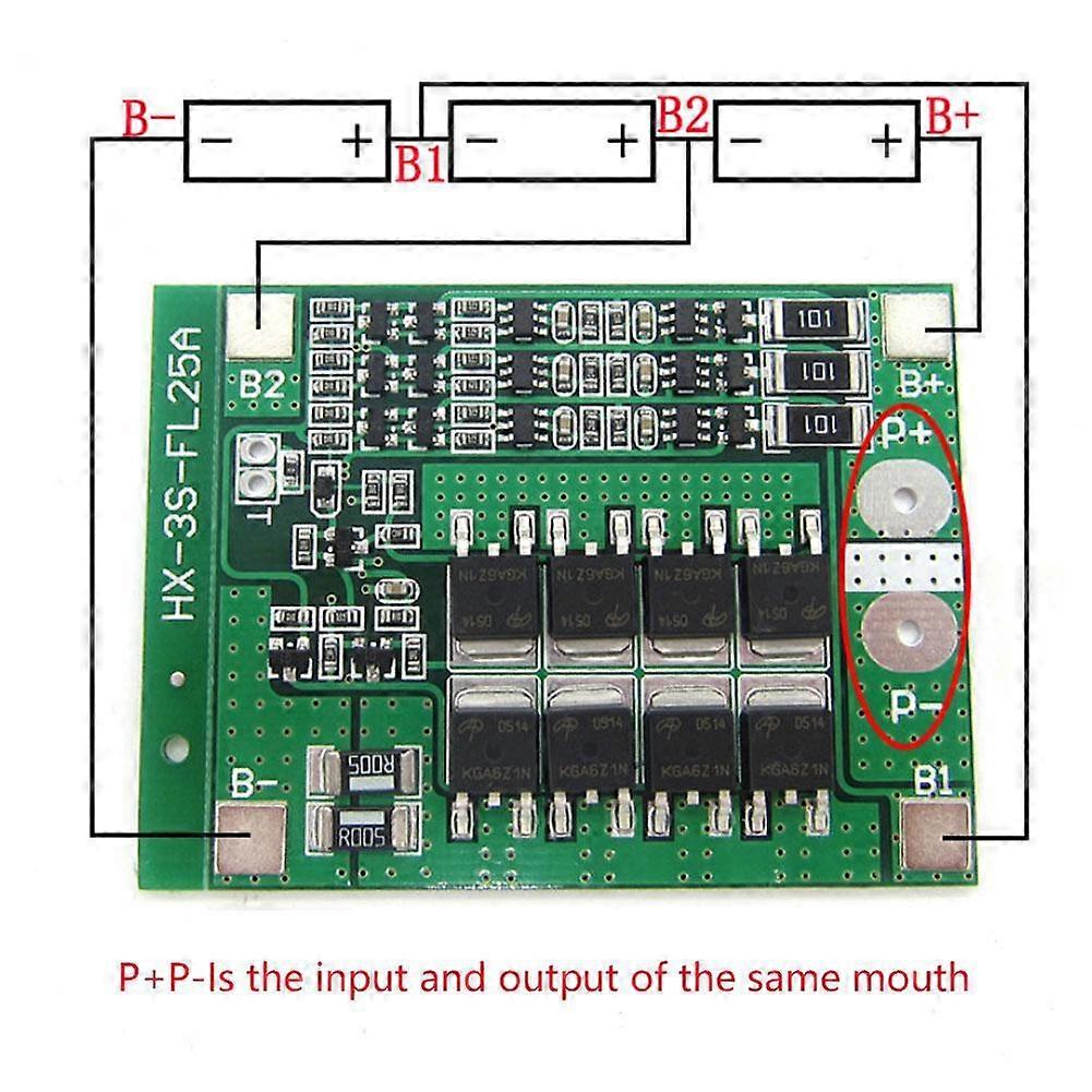 HX-3S-FL25A-A 3S 12V 25A Lithium Battery Protection Board with Balance For Massager LED Light Solar Power Backup