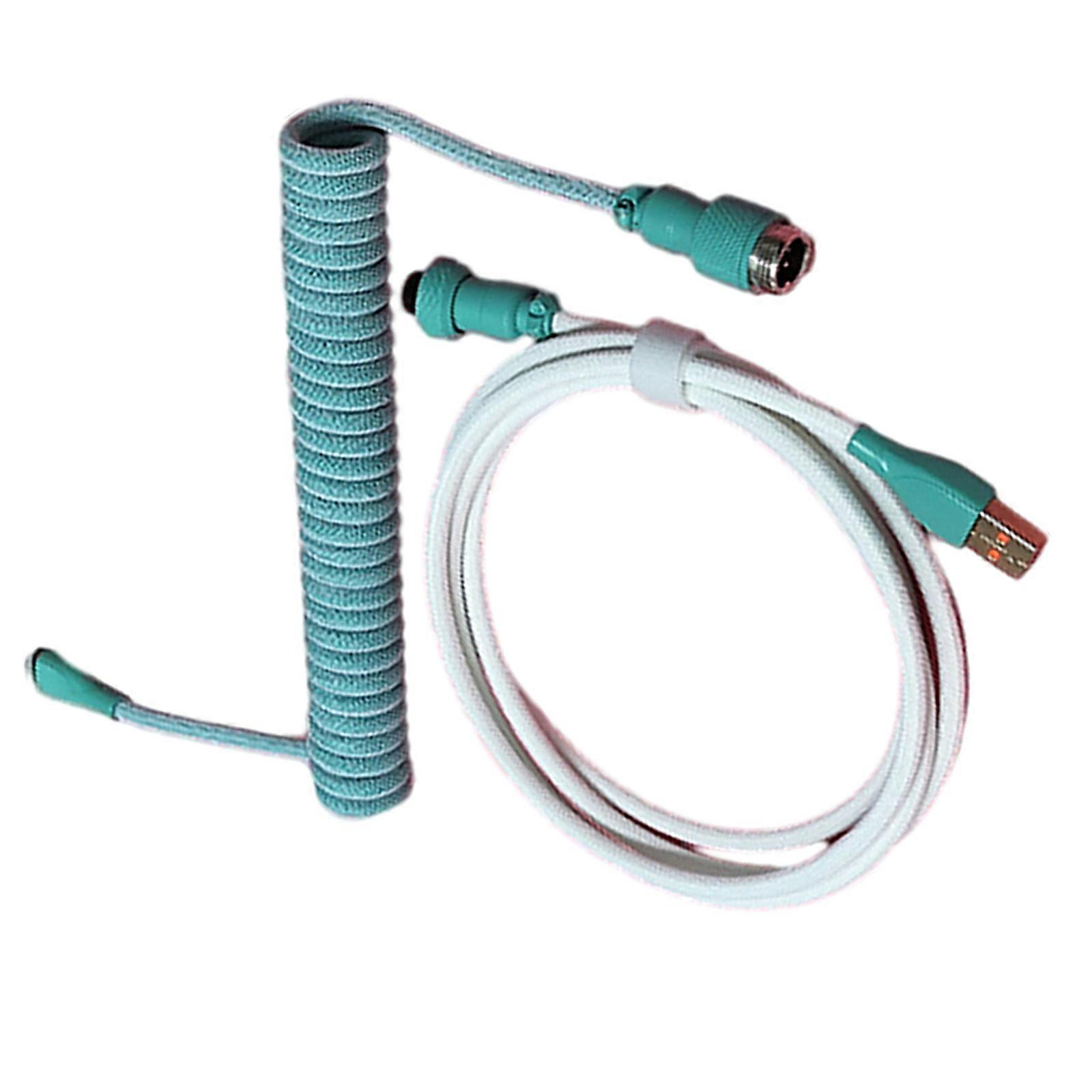 Coiled Cable for Game Mechanical Keyboards Usb Data Cable Color Aviation Plug USB TypeC Cable  green white