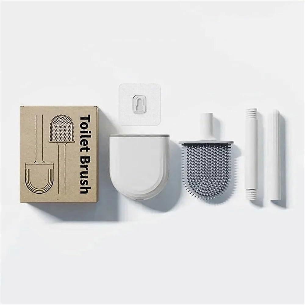 Wall Mounted Toilet Brush with Thermoplastic Rubber Head, Removable Handle, Space Saving White