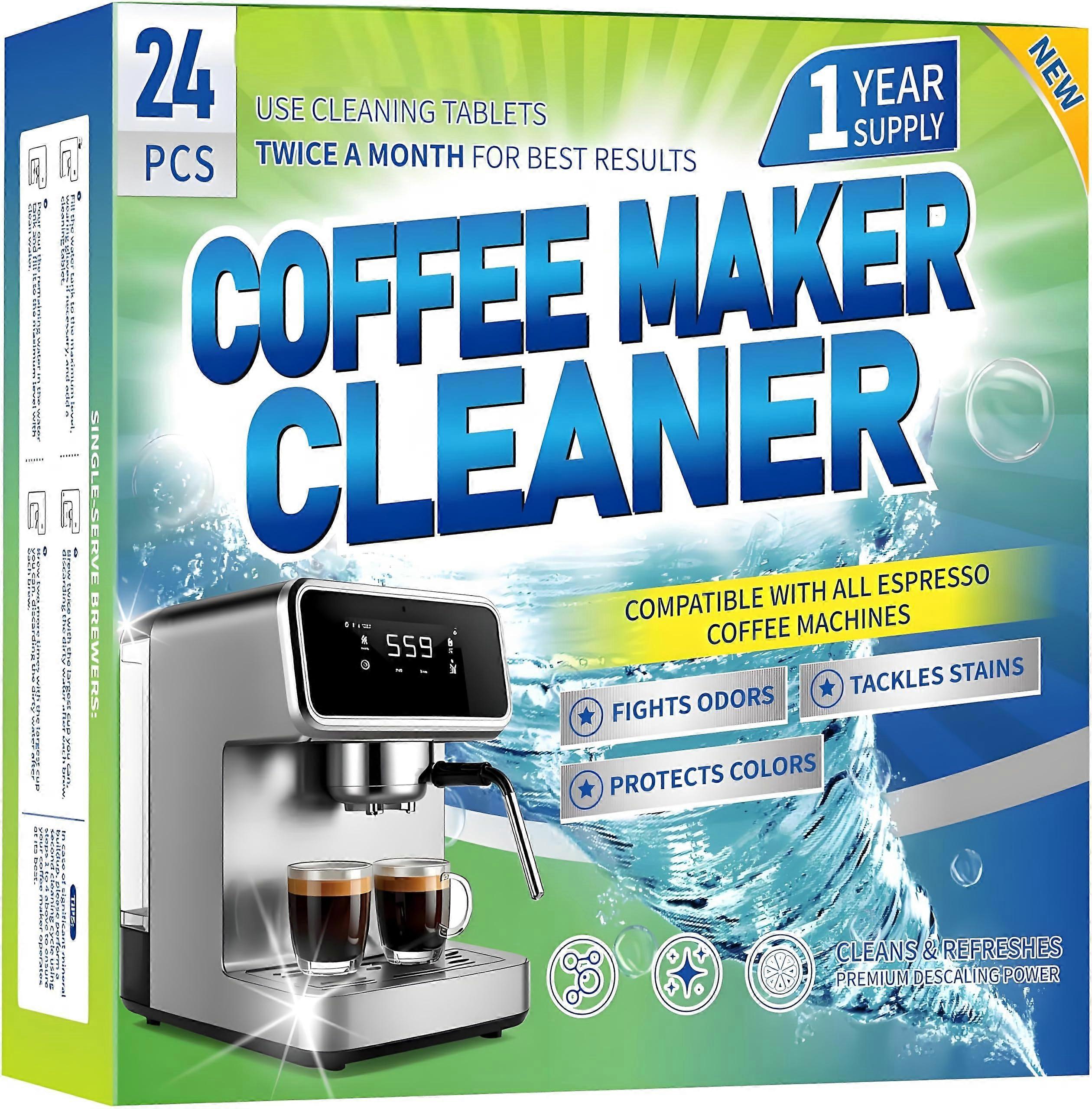 Coffee Maker Cleaner Descaler Tablets 24 Pack Removes Limescale for Espresso and Coffee Machines 1 Year Supply