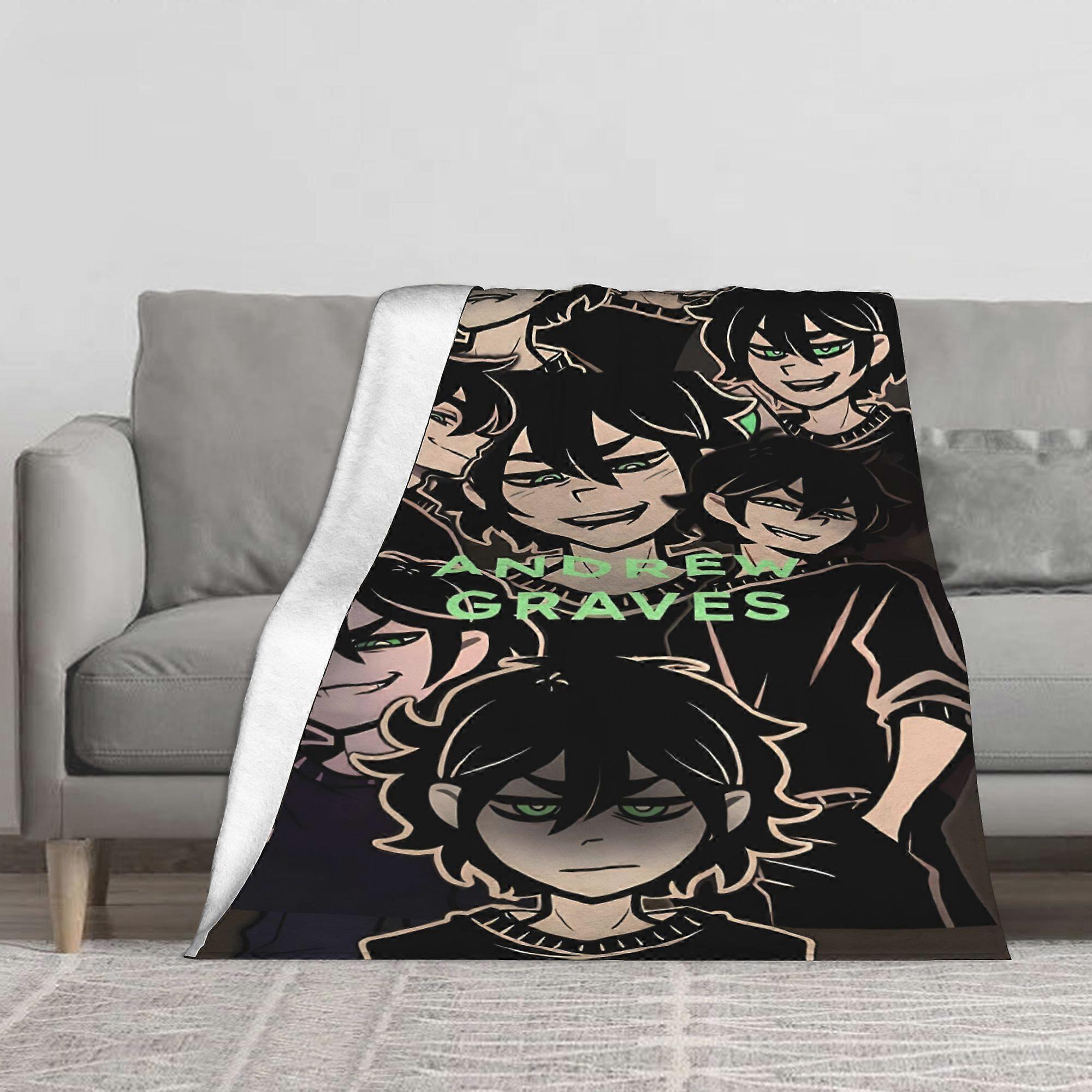 Andy and Leyley Coffin Character Blanket - Plush Flannel Bedspread with Andrew Graves & Iconic Design, All-Season Soft T-AZXRT154