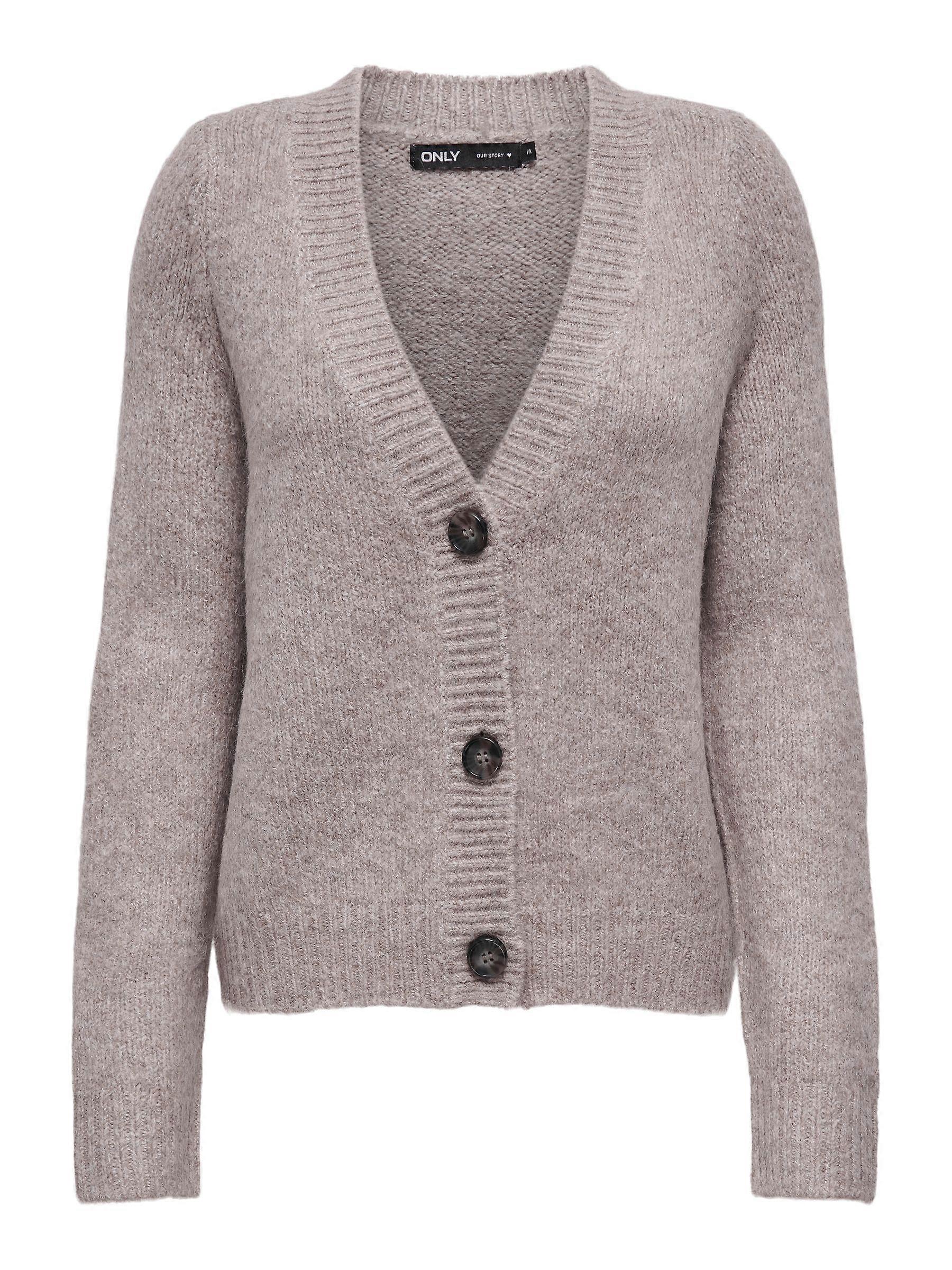 ONLY Damen Strickjacke Rundhals Knopfleiste langarm Bündchen Regular Fit