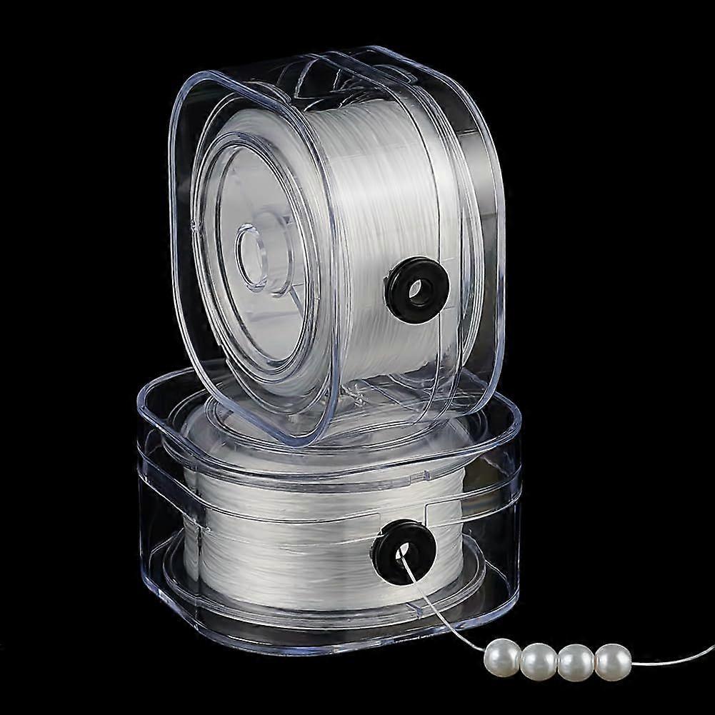 350 Yards Elastic String for Bracelets 2 Rolls 0.6mm Stretchy Bracelet String Flat Beading Thread Seed Bead Thread Cord for Friendship Bracelet Jewelr