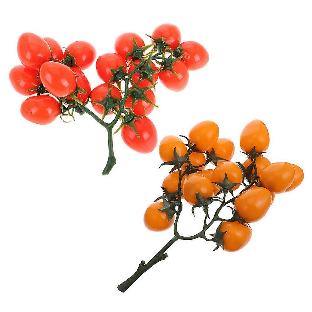 Realistic Artificial Cherry Tomato String for Decoration 2Pcs Multi Color