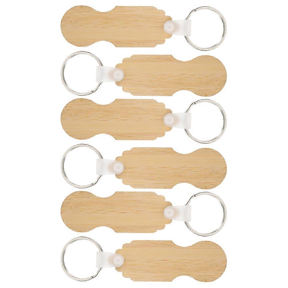 Bamboo Shopping Cart Token Keychain for Shopping Function 6Pcs Set