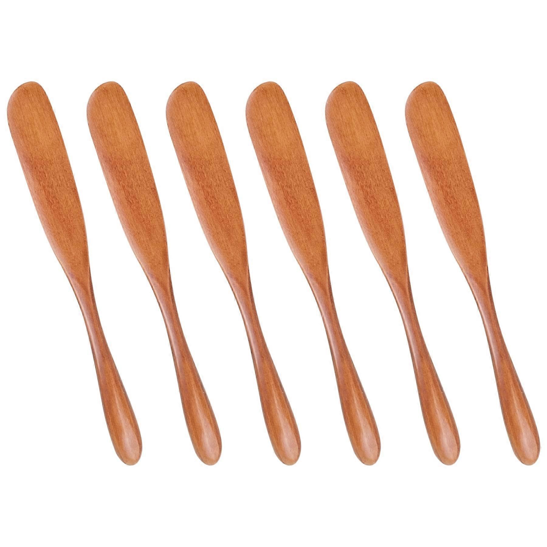 Wooden Butter Spreaders Set of 6  Ergonomic Grip, Smooth Spreading for Jam, Peanut Butter