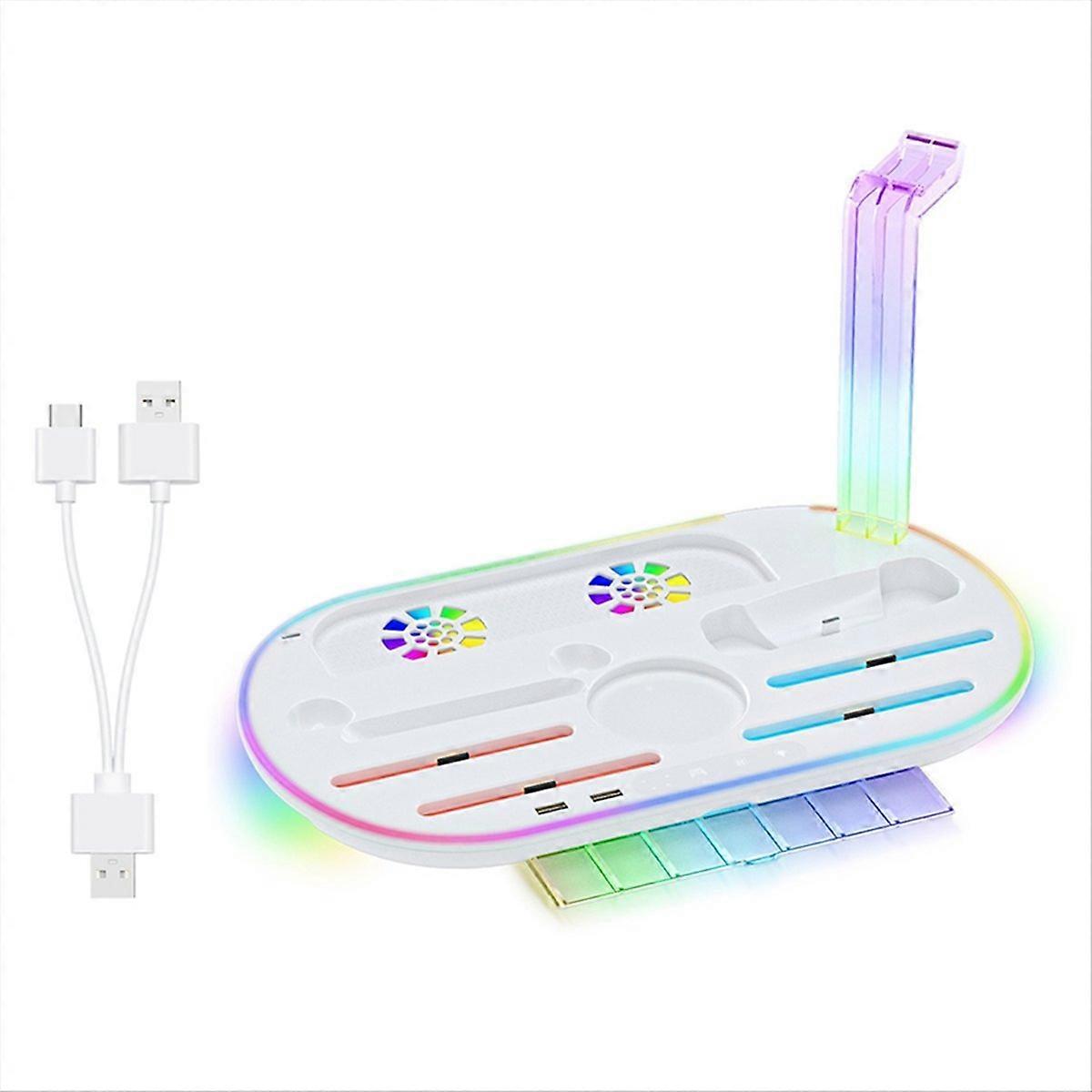 For Switch 2 Multi-Function Dock NS2 Controller Charging Stand with RGB Lighting Cooling Charging Storage White