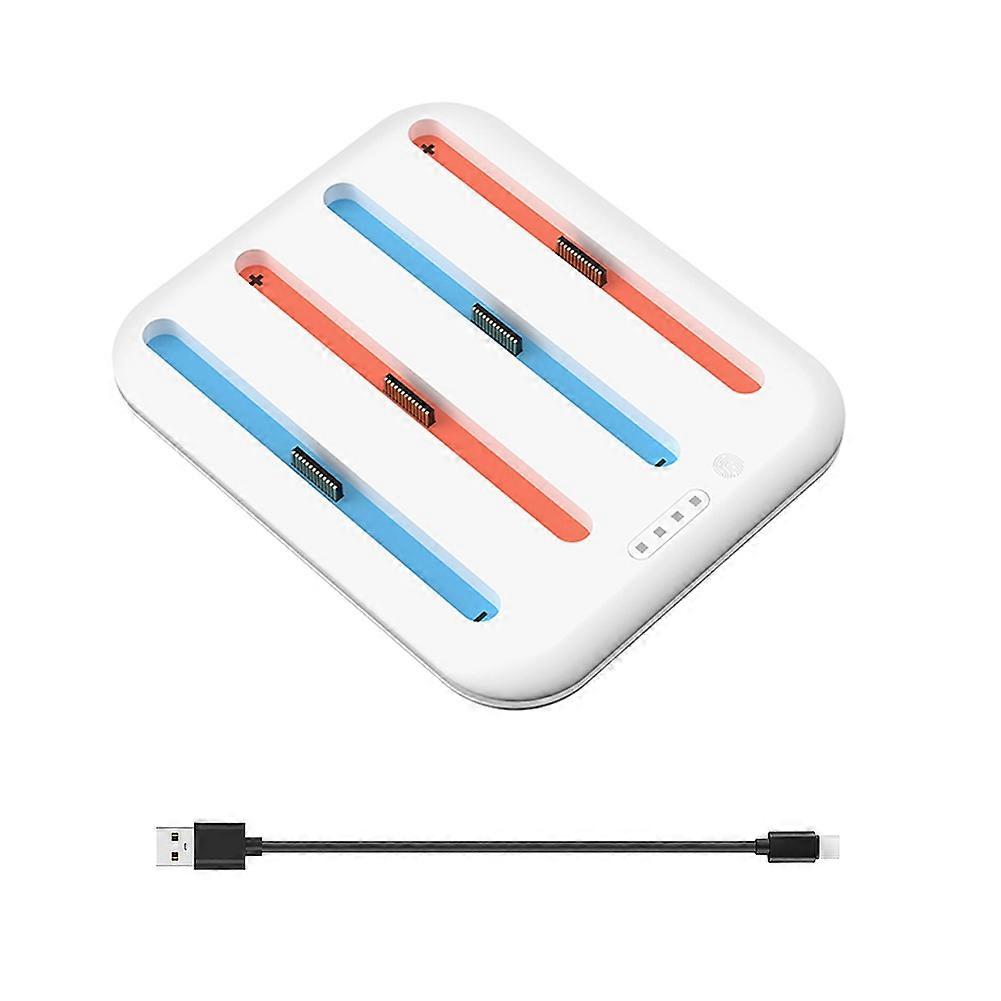 For Joy-Con Charging Dock for Nintendo Switch 2 LED Indicator 4-Controller Charger Station with Charging Cable White