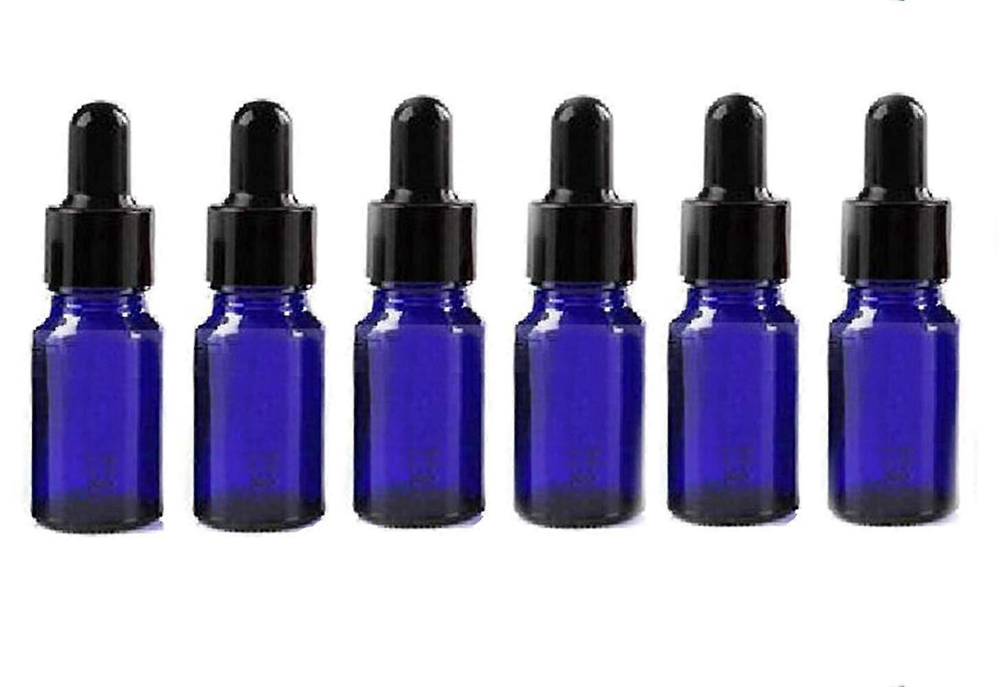 6Pcs 5ml Cobalt Blue Glass Dropper Bottles for Essential Oils UV Protection Refillable Travel Size