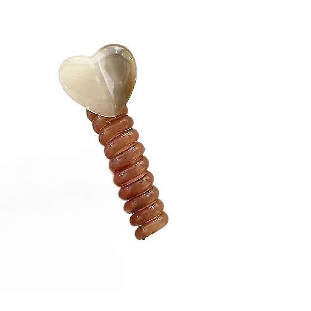 Spiral Hair Tie with Heart Charm, No Crease Elastic Band, Coffee Color Bracelet