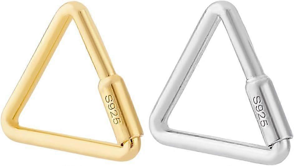 2Pcs S925 Screw Carabiner Lock Clasps Triangle Necklace Clasp and Closure Jewelry Carabiner Charm Clasp Keychain Clip Hook Quick Link for Necklace Bra