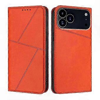 Magnetic Leather Wallet Case for  17 Pro Max with Stand & Flip Cover - Orange