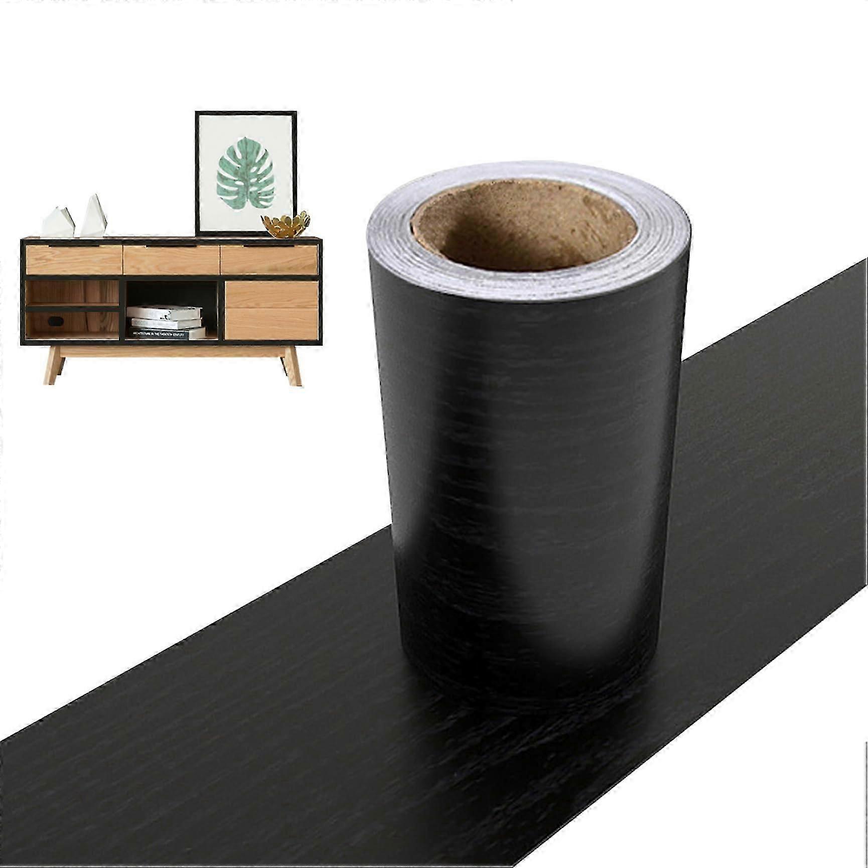Self-Adhesive Borders for Walls, 1000 x 10 cm, Waterproof Black Wood Grain Cladding for Skirting Boards and Mirrors