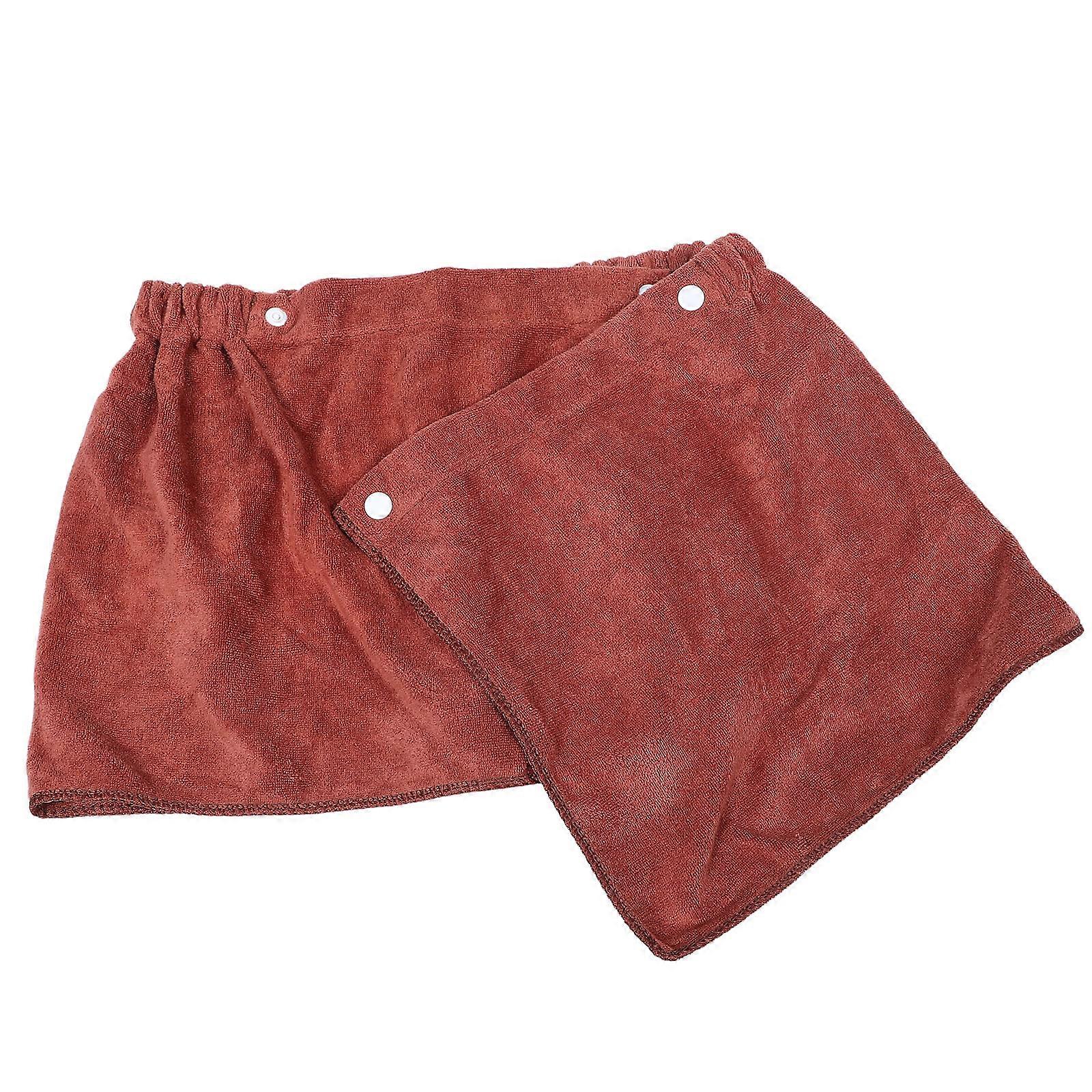 Soft Men Boys Wearable Bath Towel Wrap Polyester with Snap Closure Brown