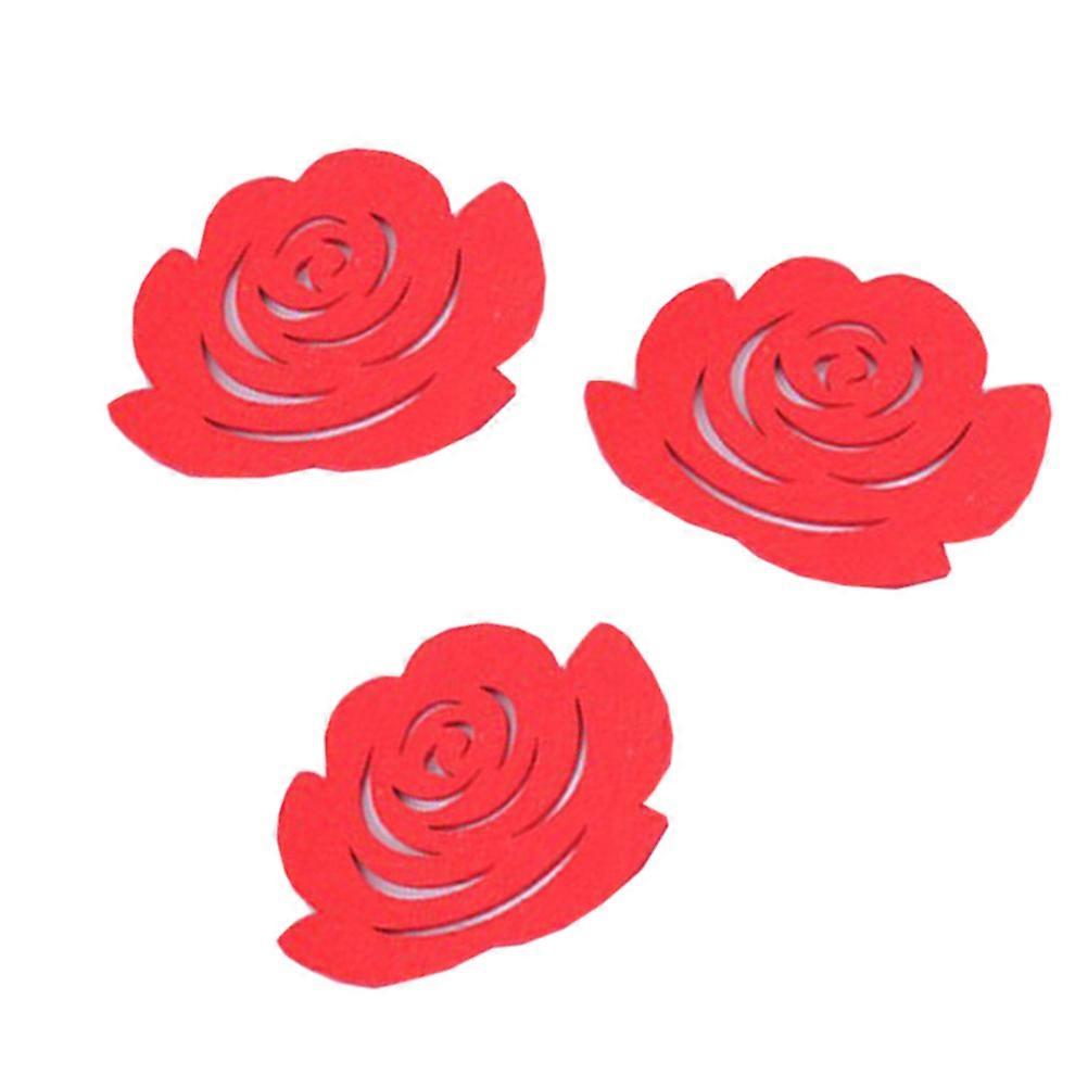 6pcs Rose Shaped Nonwoven Coasters Cup Pads Mug Mats for Wedding Party Banquet