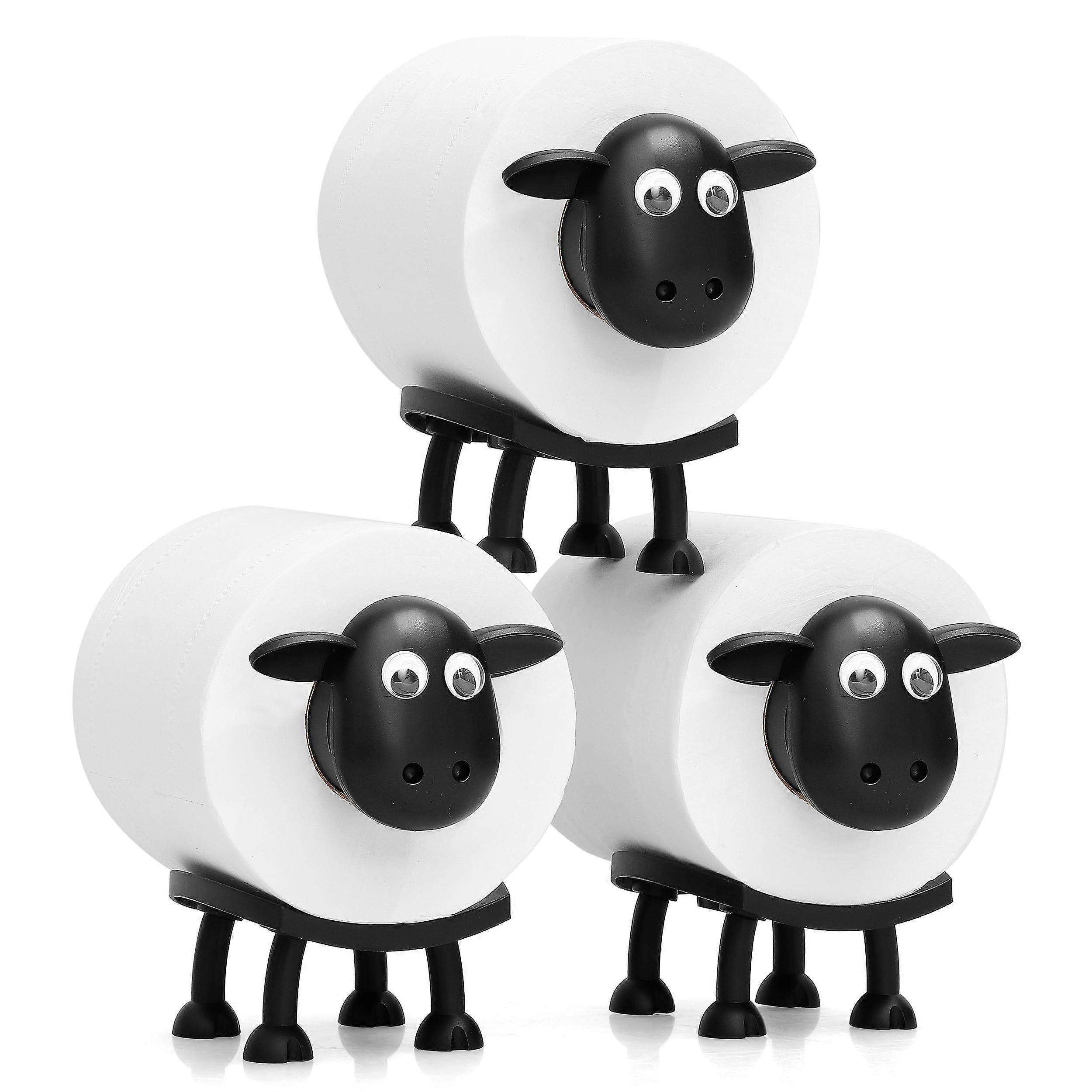 Sheep Toilet Roll Holder Set of 3, Funny Black Sheep Design,  Standing Bathroom Decor