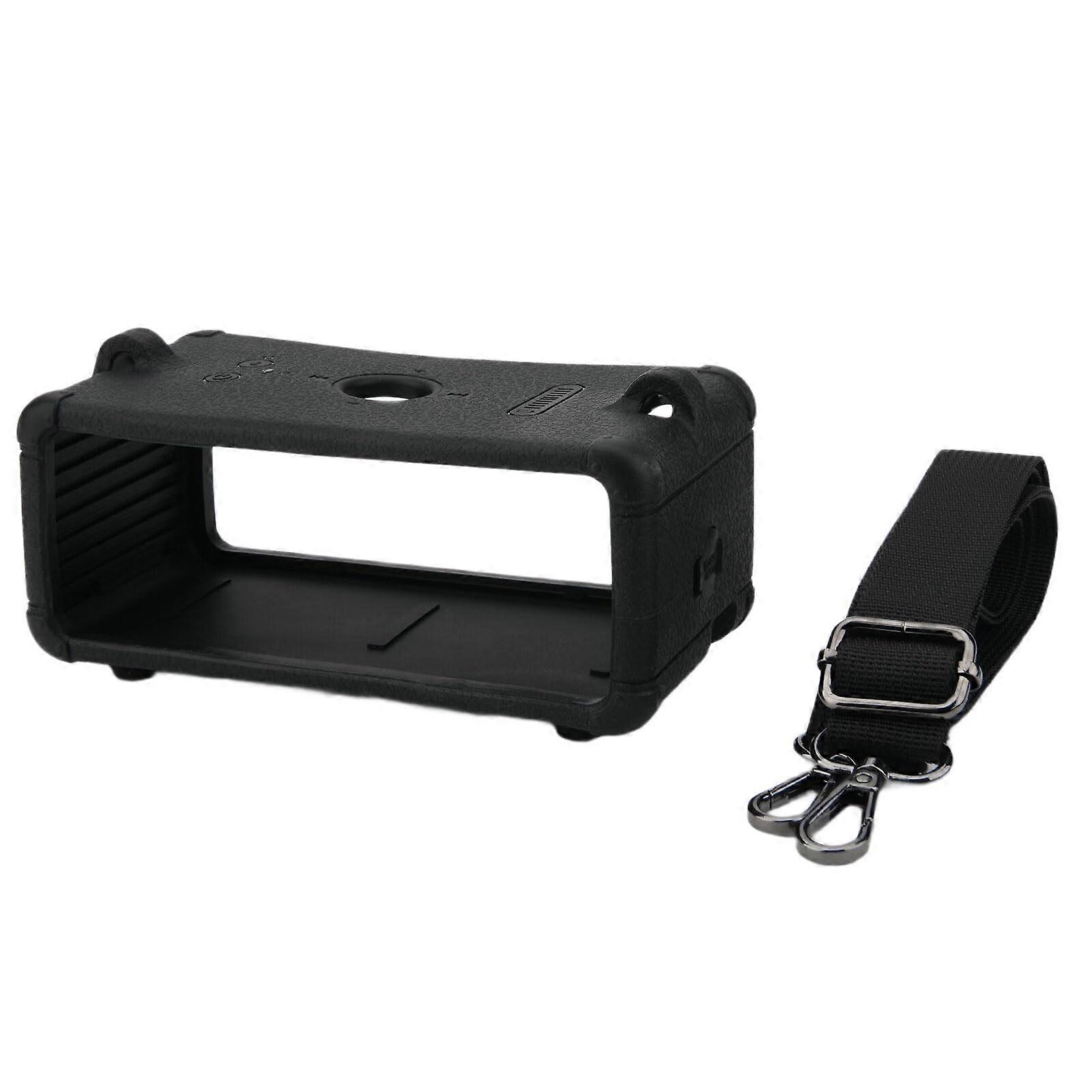 Silicone Case For Loudspeaker With Adjustable Shoulder Strap Charging Port Black