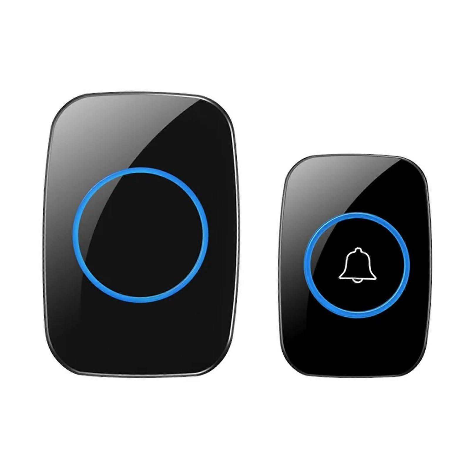 Wireless Doorbell 300m Long Range Waterproof 433MHz Loud Alarm for Large Properties Black AU Plug