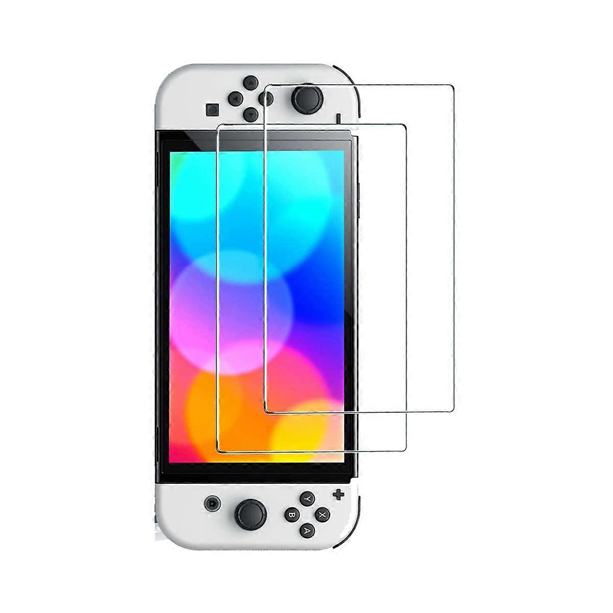 2 Pack Tempered Glass Screen Protector for Nintendo Switch OLED 2021, 9H Hardness AntiScratch Clear