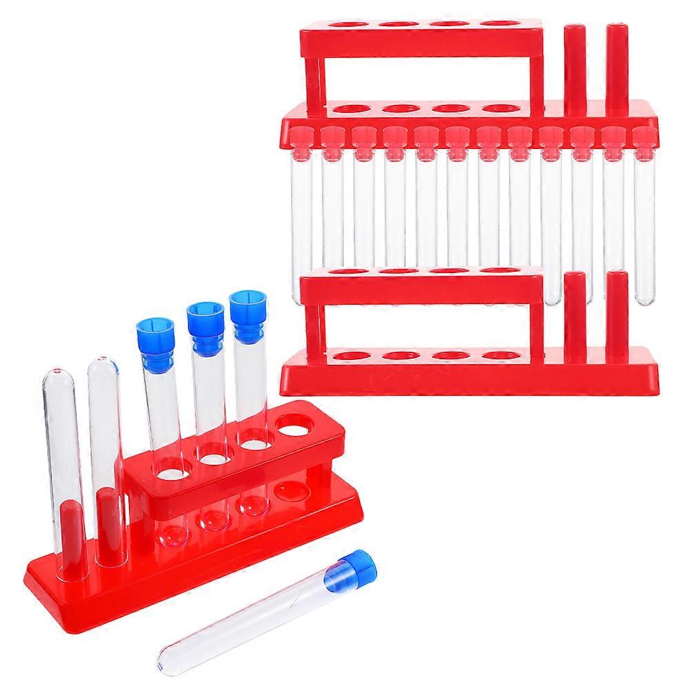 Plastic Test Tubes with Caps and Stand for 4Sets Science Kits