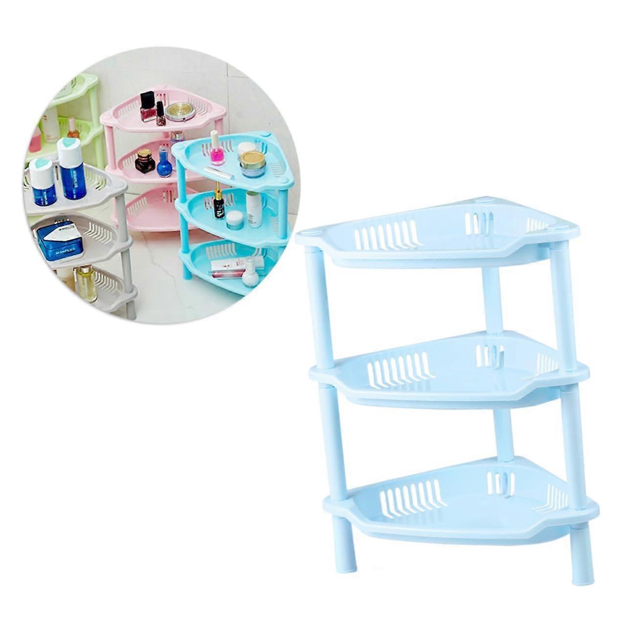 Corner Storage Shelf 3 Tier Plastic Rack SpaceSaving for Kitchen Bathroom Easy Tool Assembly