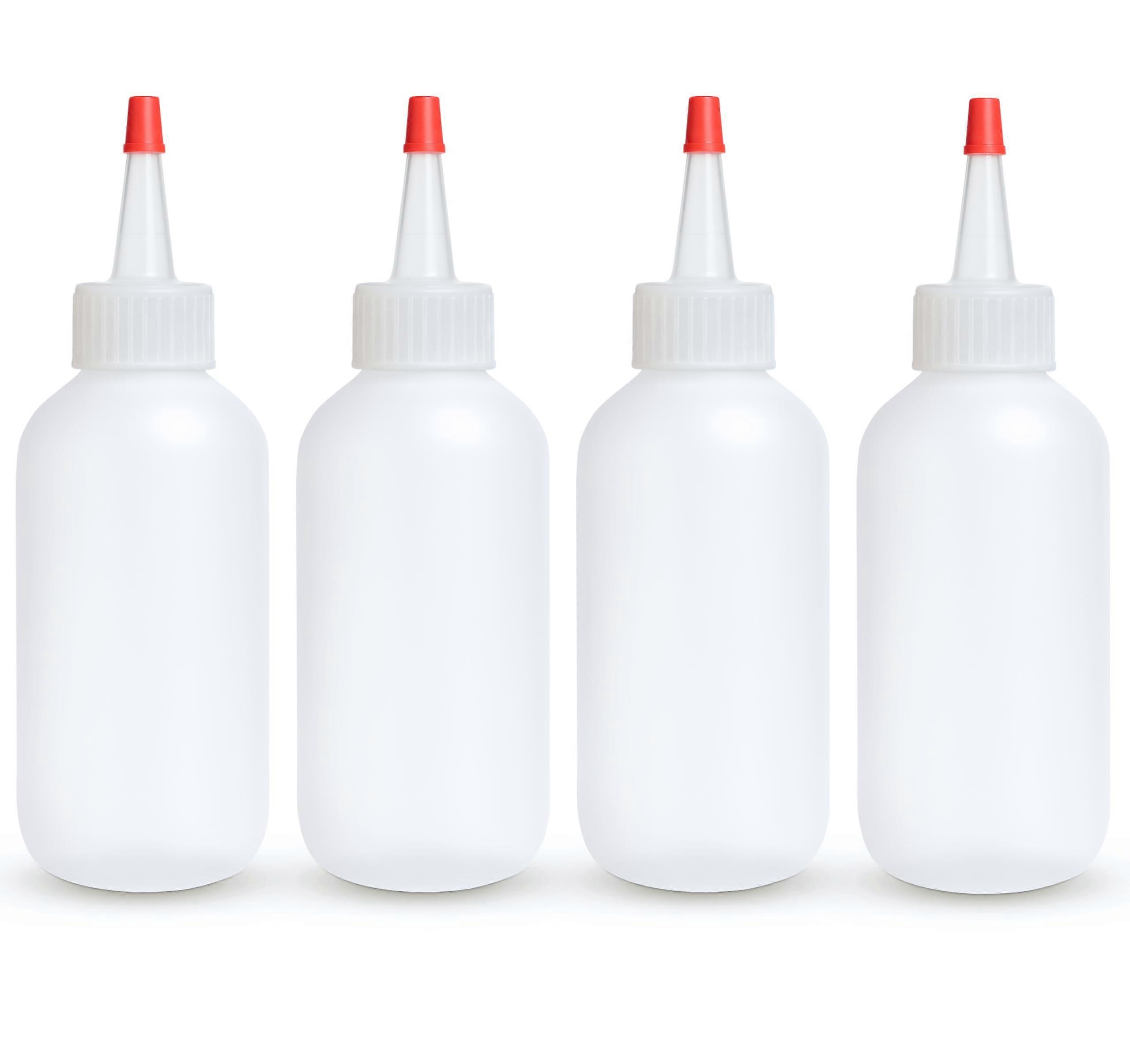 4oz Squeeze Bottles with Leakproof Red Caps, BPA  Plastic Condiment Containers Pack of 4