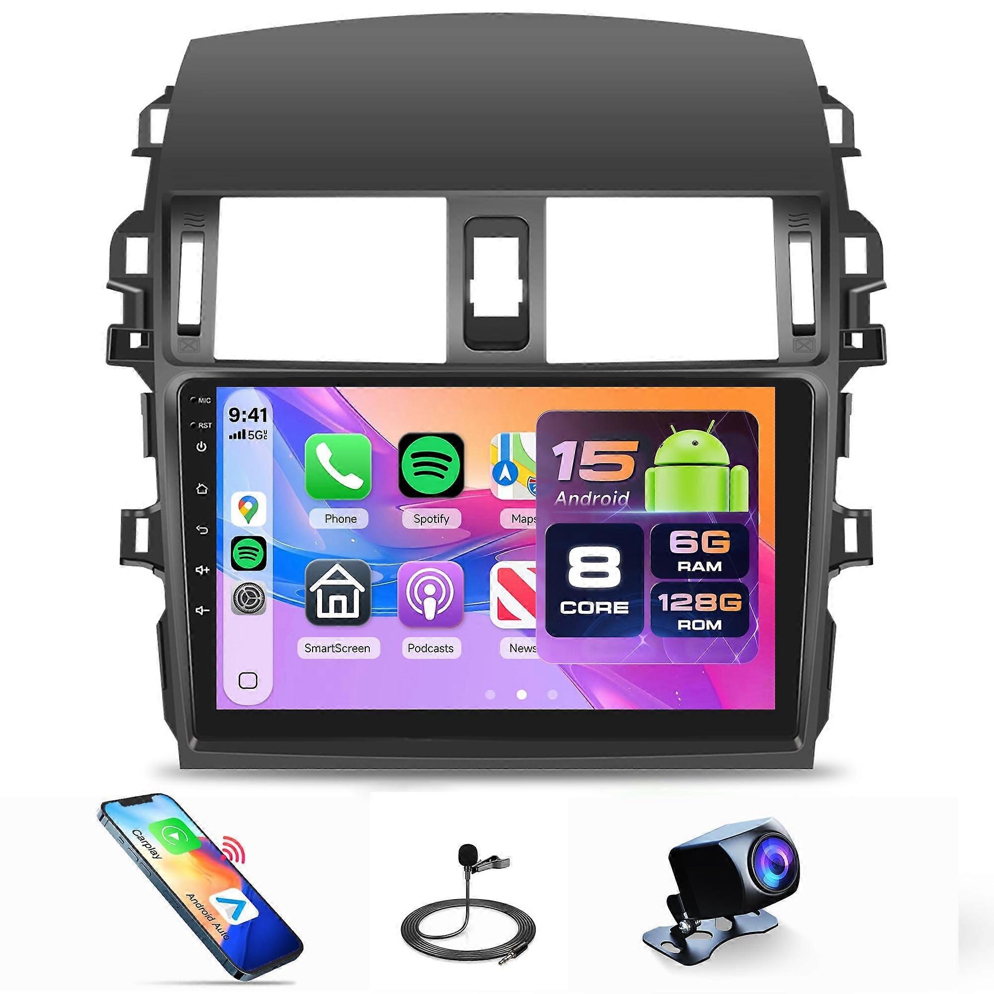 Car Stereo for Toyota Corolla 20092013, Android Car Radio with Wireless CarPlay, 9' HD Touchscreen GPS Navigation, Bluetooth and AHD Backup Camera