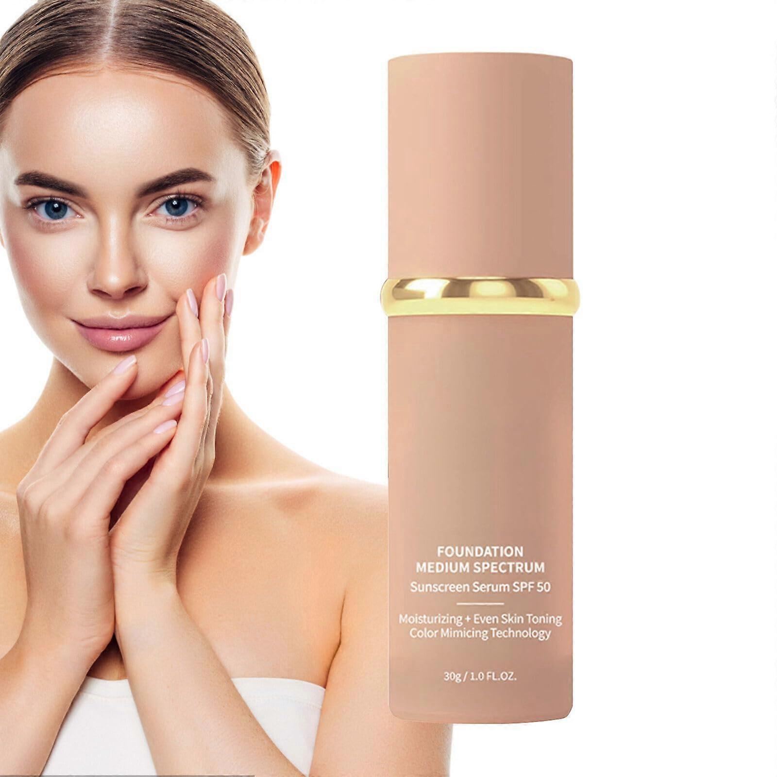 Foundation Serum SPF 50 Sun Protection Waterproof Sweatproof Medium Coverage Hydrating 1.0 fl oz