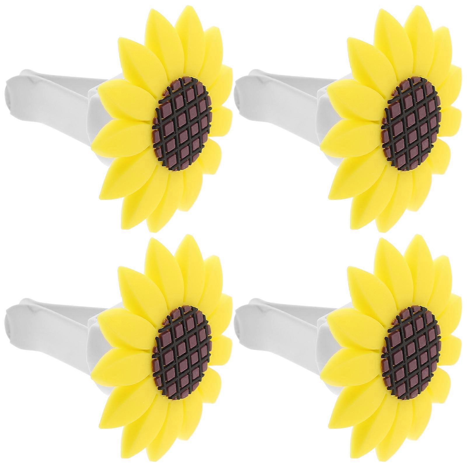 Car Diffuser Vent Clip Sunflower Auto Decoration for Aromatherapy 4Pcs
