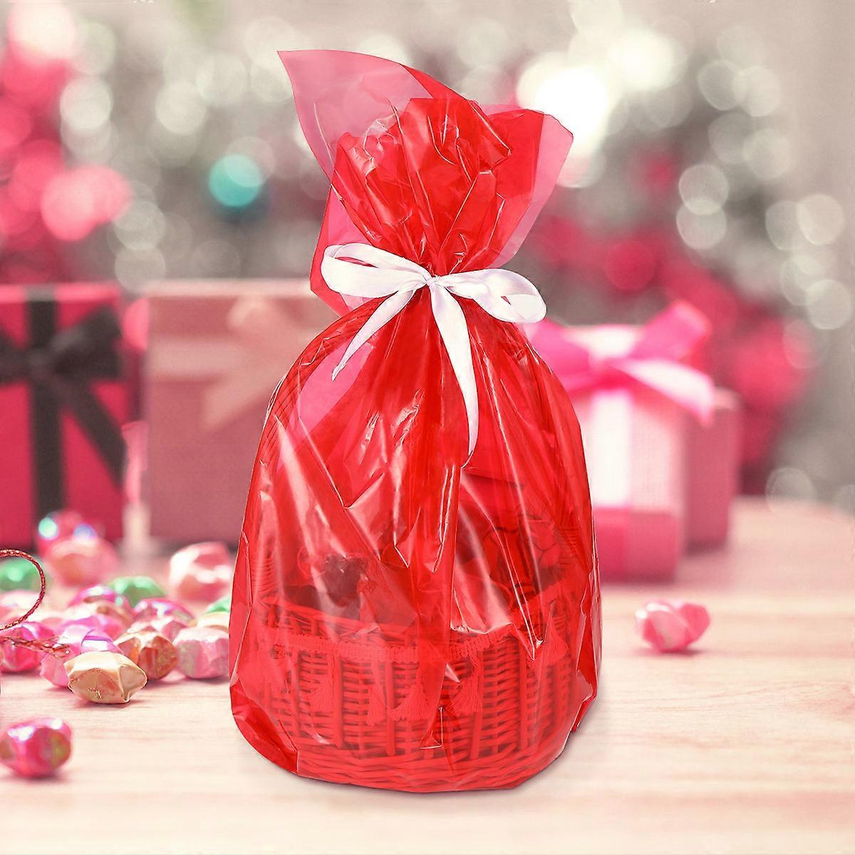 Packaging Glass Paper Cellophane Wrap for Wrapping Use 1roll Transparent Red