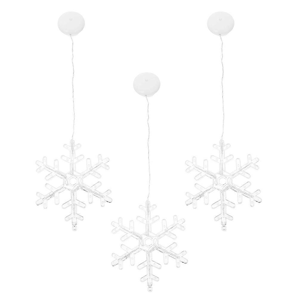 Transparent Xmas Suction Cup Snowflake Light for Holiday Decor 3Pcs