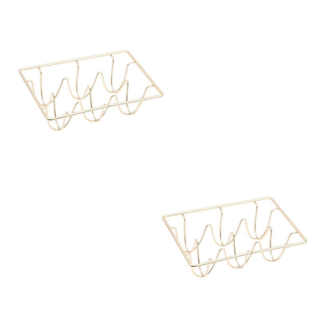 2pcs Refrigerator Egg Holder Golden Metal Kitchen Storage Rack Compact Dining Room Organizer