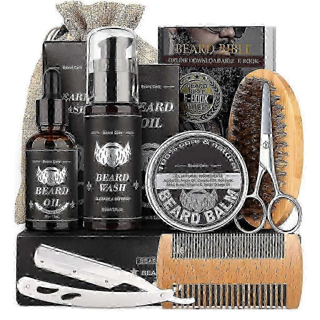 2025 Beard Care Kit for Men-Beard Grooming Kit includes Brush,Comb, Balm,Oil,Scissors