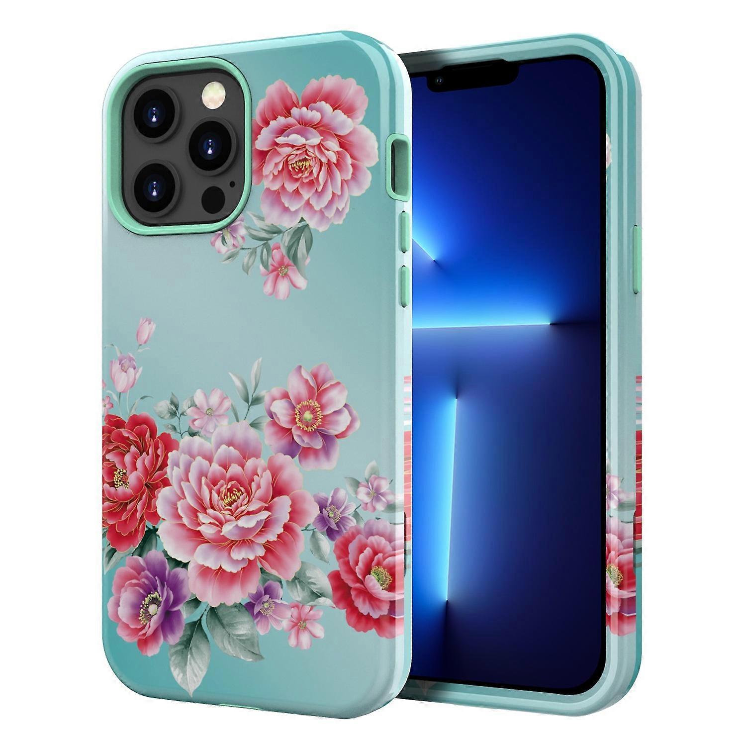 Anti-Scratch PC + Soft TPU Water Transfer Printing Shockproof Protective Case for iPhone 13 Pro 6.1 