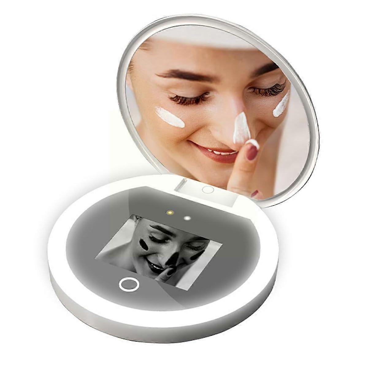 UV Makeup Mirror with UV Sunscreen Coverage Check and 2X Magnification for Travel TouchUps