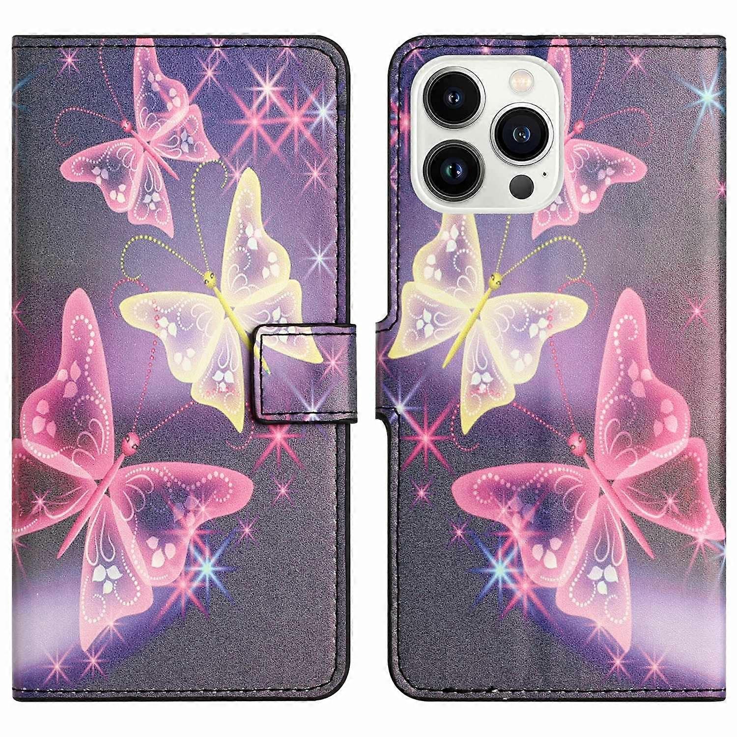 For iPhone 16 Pro Case Pattern Print PU Leather Wallet Flip Phone Cover