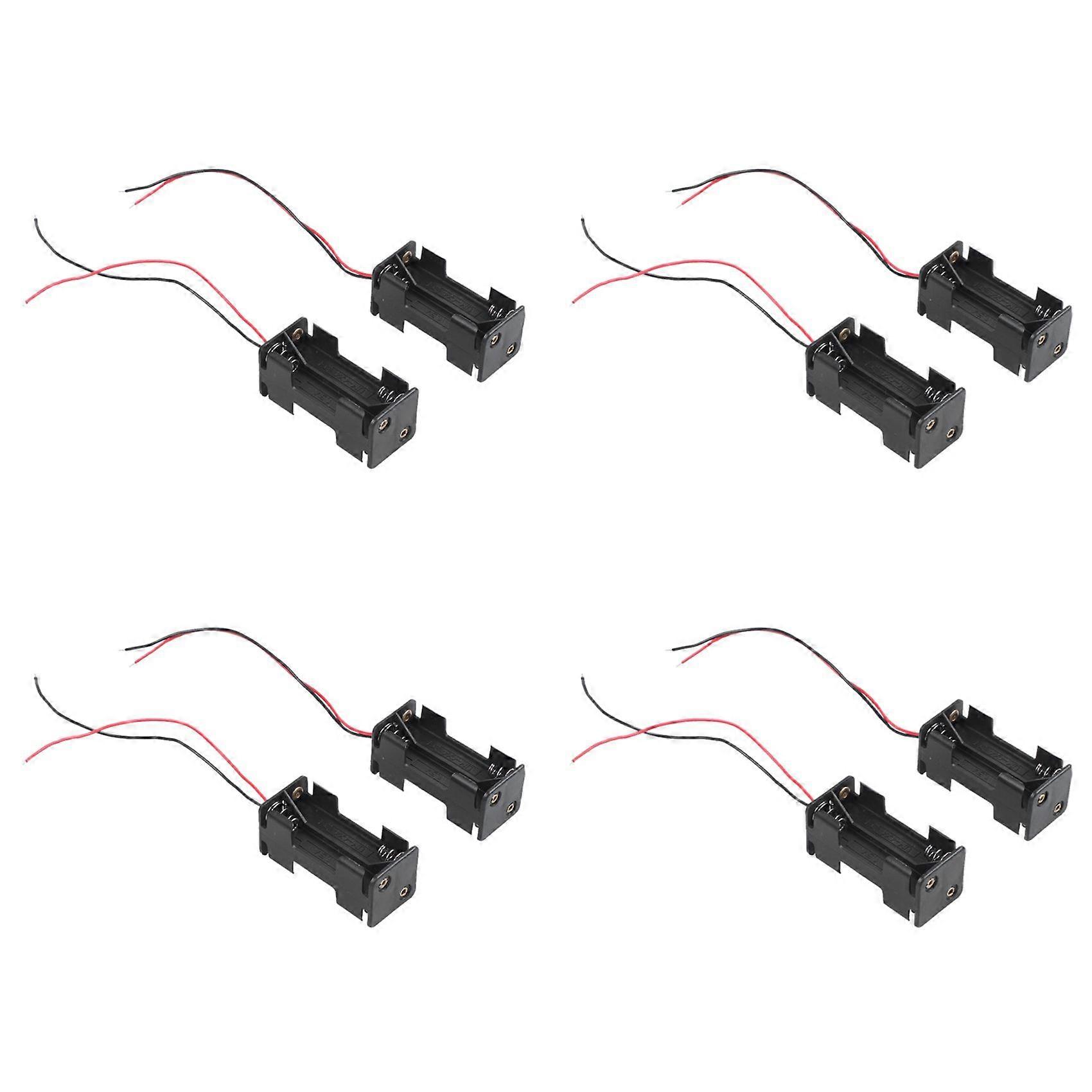 8pcs Black 2-Layers 4 X 1.5V AAA Battery Holder Case Box W Wire Leads