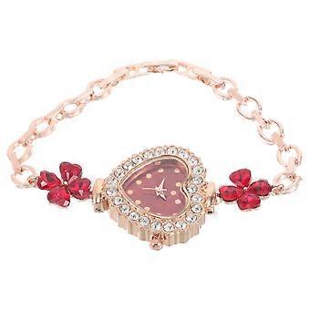 Moderigtigt dameur hjerteformet kvarts armbåndsur med rhinstensudsmykninger dameur i afslappet stil armbåndsur i romantisk stil
