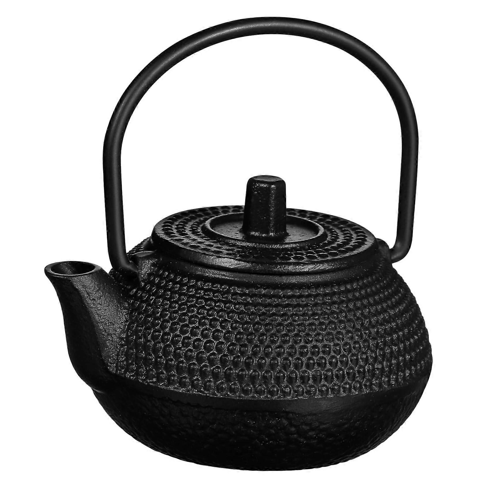 Mini Cast Iron Teapot Rustproof Classic Design for Home and Office Décor Compact Black 7.5x7cm