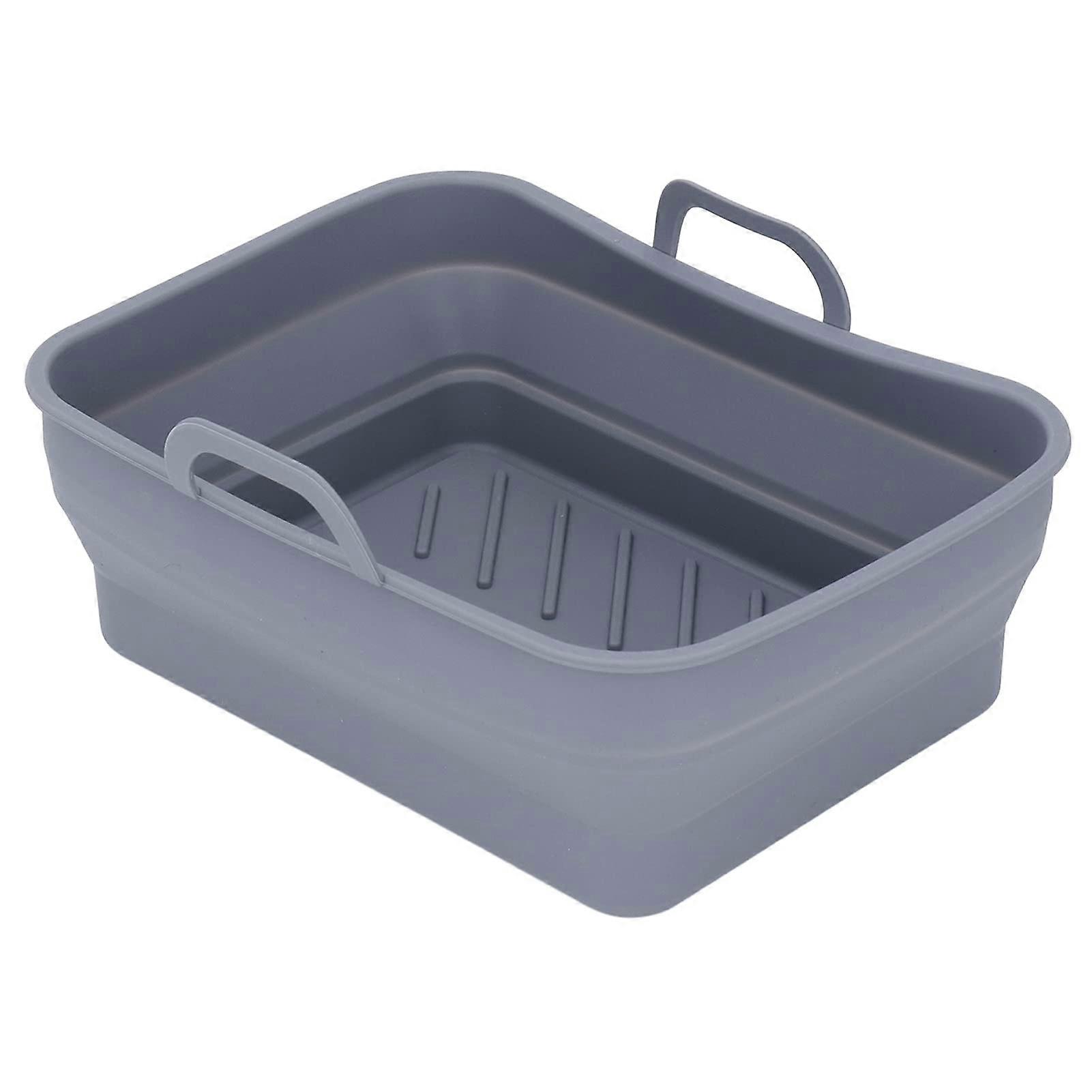 Air Fryer Silicone Pot Rectangular Liner, NonStick Reusable Basket, Dishwasher Safe, Grey