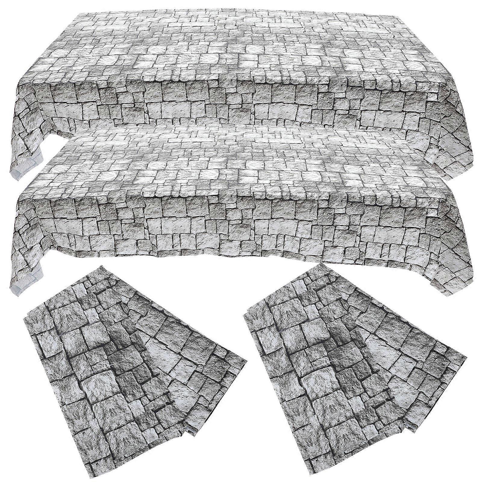 Middle Ages Tablecloth Plastic Table Covering for 4Pcs Picnic Use