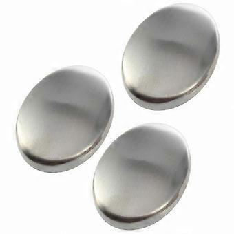 2025 3-Pack Stainless Steel Soap Bar, Odor Remover for Hands & Kitchen, Deodorizing Gadget (Silver)
