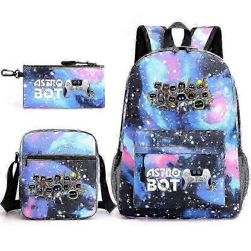3pcs Astro Bot Youth Schoolbag Space Robot Backpack