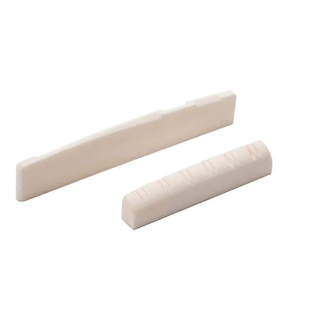 12 String Acoustic Guitar Bone Bridge Saddle Nut Set 49mm 76mm Improved Tone Sustain Replacement